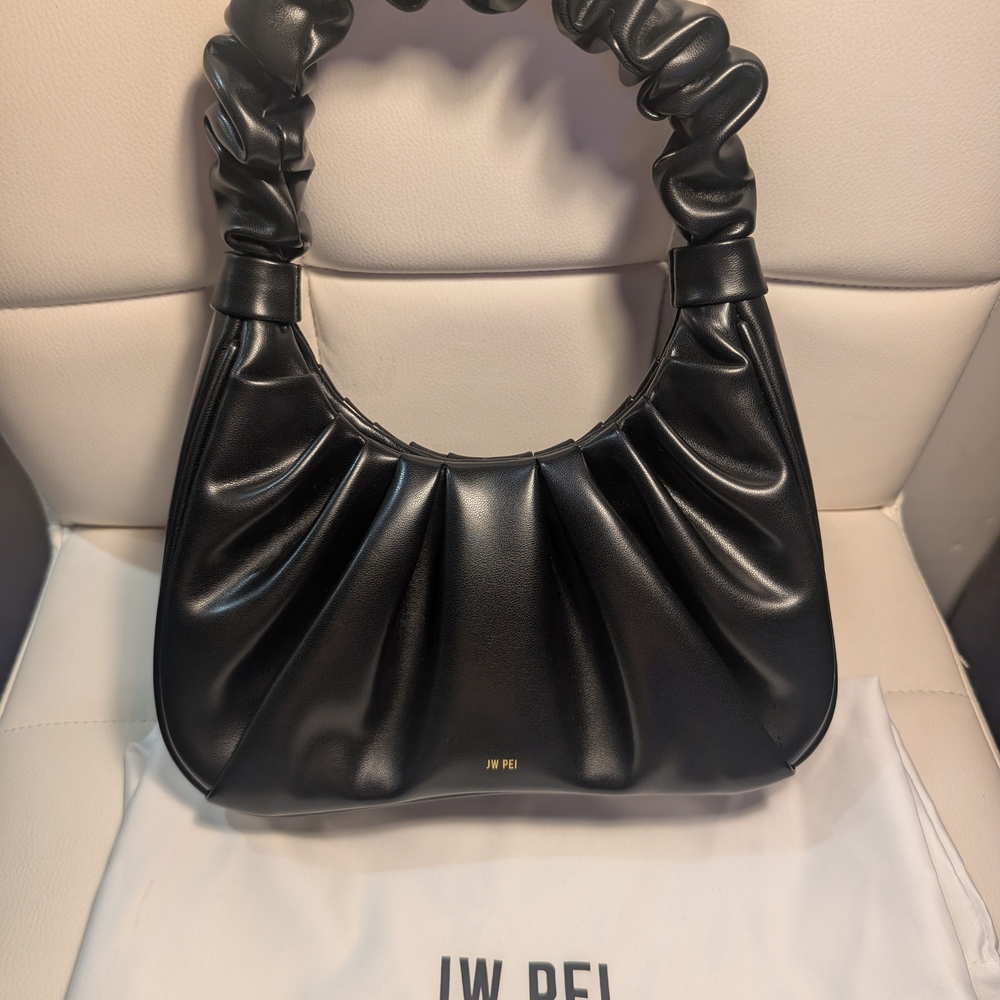 JW PEI Black Ruched Shoulder Bag